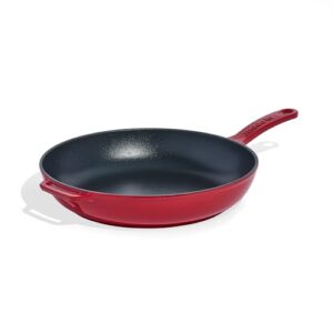 made in cookware - enameled cast iron skillet - red - exceptional heat retention & durability - professional cookware - crafted in france - induction compatible