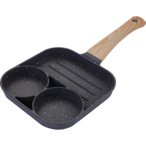 egg frying pan, pancake pan nonstick 3 hole frying egg and steak pan medical stone cooker for breakfast, suitable for gas stove & induction cooker (3)