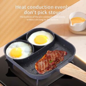 Egg Frying Pan, Pancake Pan Nonstick 3 Hole Frying Egg and Steak Pan Medical Stone Cooker For Breakfast, Suitable For Gas Stove & Induction Cooker (3)