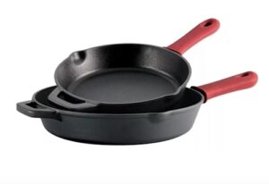 tramontina preseasoned cast iron 2 pk skillets with silicone grips