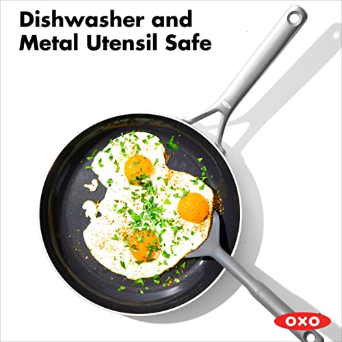 OXO Mira Tri-Ply Stainless Steel PFAS-Free Nonstick, 8" and 10" Frying Pan Skillet Set, Induction, Multi Clad, Dishwasher and Metal Utensil Safe