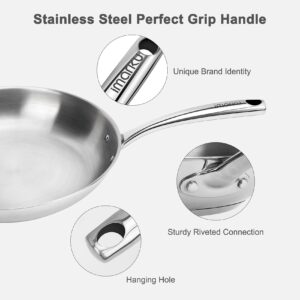 imarku Stainless Steel Pan, Stainless Steel Frying Pan, 3 Ply Stainless Steel Skillet, 12 inch Frying Pan, Professional Grade for Cooking Pan, Large Pan, oven safe skillet