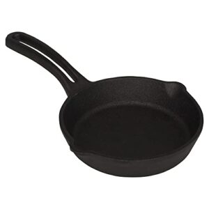 mirro 4.5" cast iron mini skillet for frying pan with drip-spouts, pre-seasoned oven safe cookware for camping, indoor and outdoor use, black