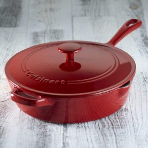 Cuisinart Chef's Classic Enameled Cast Iron 12-Inch Chicken Fryer with Cover, Cardinal Red