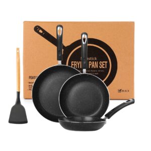 ratwia frying pan 3-piece set, nonstick skillet set for induction cooktop, frying pan nonstick 8 inch+9.5 inch +11 inch (black)