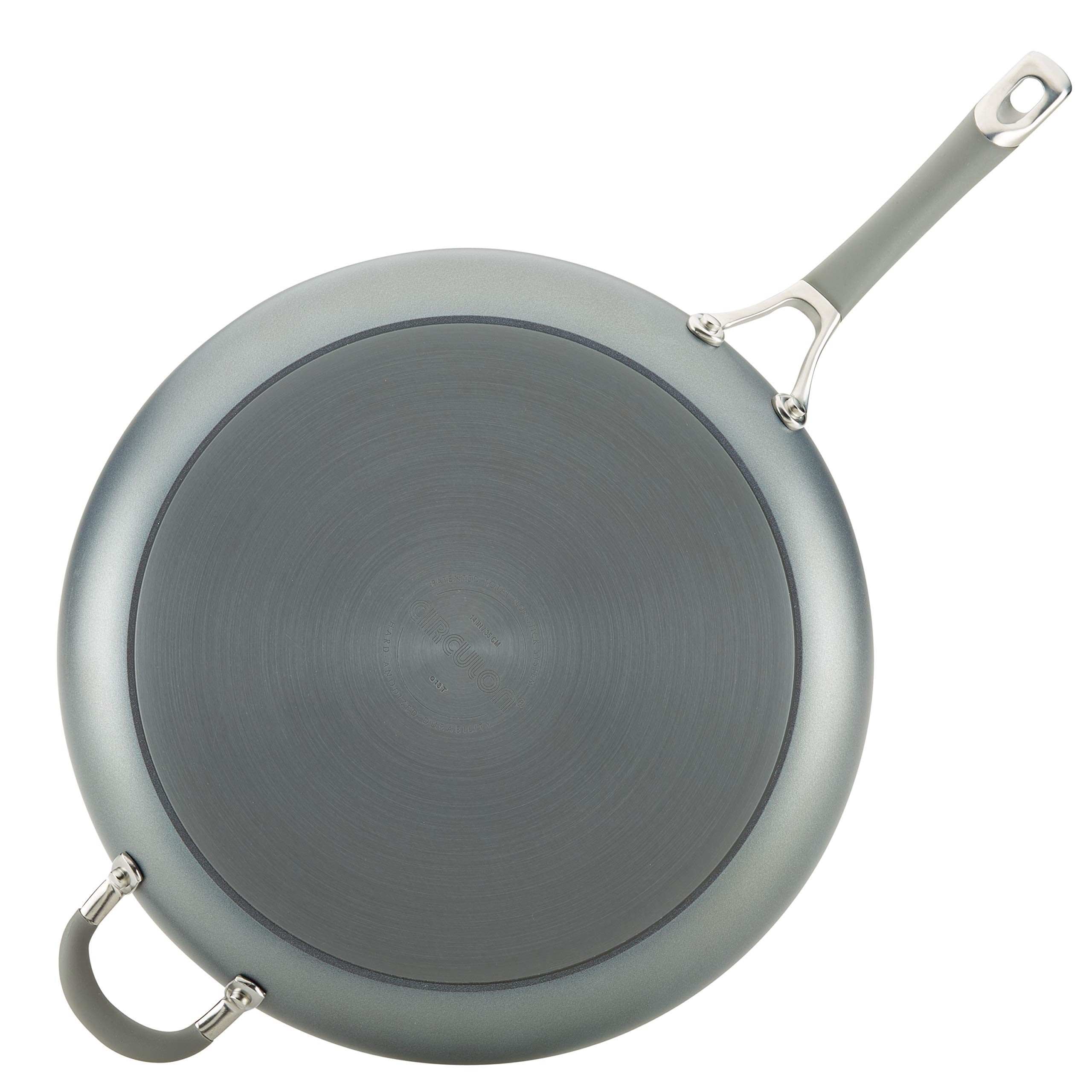 Circulon 81401 14" Helper Handle Hard Anodized Aluminum Skillet, 14 Inch, Oyster Gray