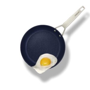 msmk small nonstick frying pan blue, 8-inch durable egg omelet skillet, titanium and diamond non stick coating from usa, for induction, ceramic and gas cooktops, oven safe, dishwasher safe