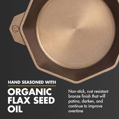 FINEX 10" Cast Iron Skillet with Lid, Modern Heirloom, Handcrafted in the USA, Pre-seasoned with Organic Flaxseed Oil