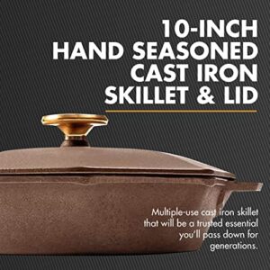 FINEX 10" Cast Iron Skillet with Lid, Modern Heirloom, Handcrafted in the USA, Pre-seasoned with Organic Flaxseed Oil