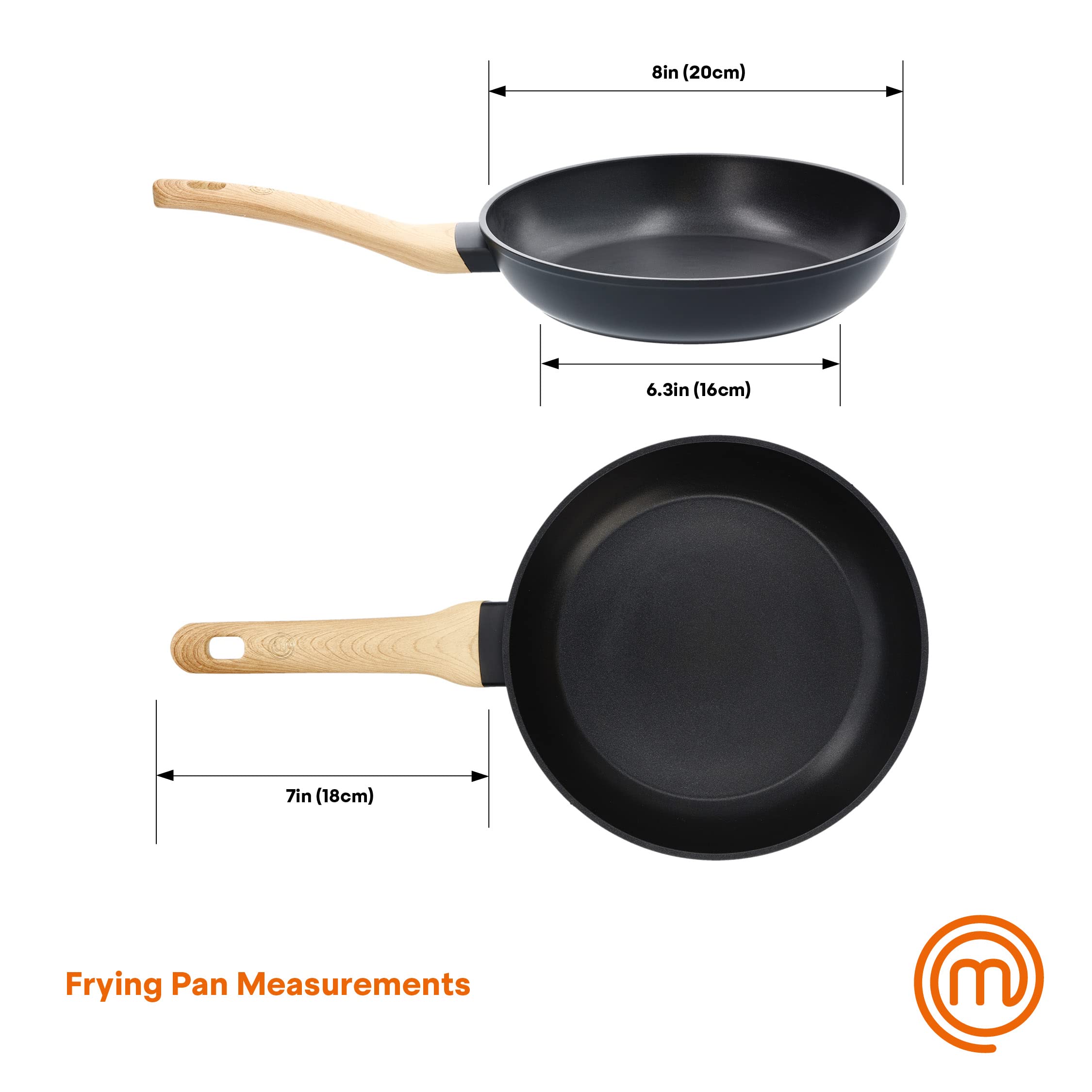 MasterChef Nonstick Frying Pan 8 inch Skillet, Small Fry Pan for Cooking Eggs, Omelette etc, Stainless Aluminum Saute Pan, Non Stick, Induction Cooktop Compatible, Non Toxic, Dishwasher Safe