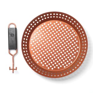 Outset QN77 Grill Skillet with Removable Soft-Grip Handle, Copper Non-Stick