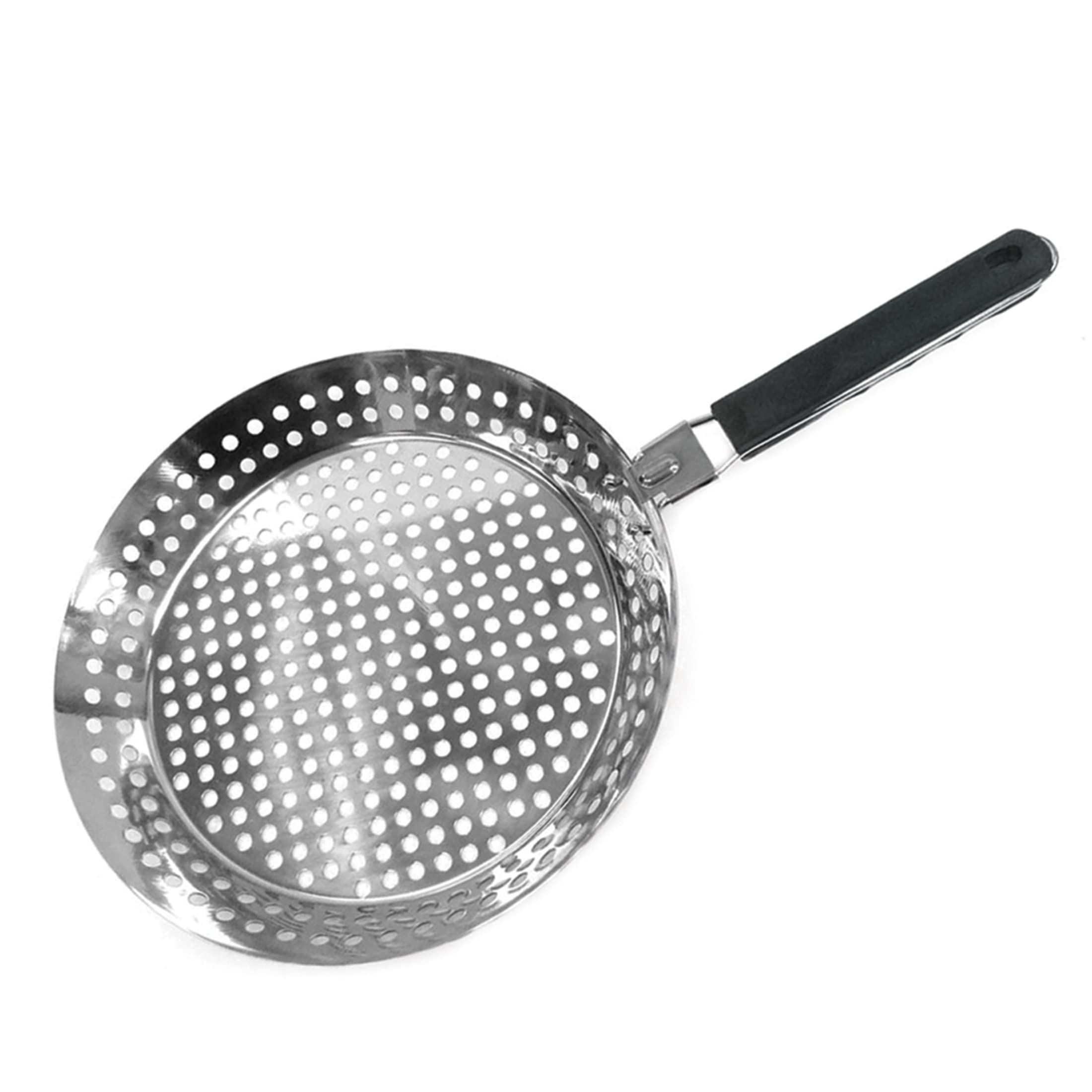 Mr. BBQ Stainless Steel Skillet with Removable Heat Resistant Handle - Perfect for Cooking Vegetables, Stir Fry, Seafood and More - Great for Tailgating and Camping