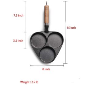 Omelet Pans 3-Cup Egg Frying Pan, Cast Iron Egg Cooker Pan