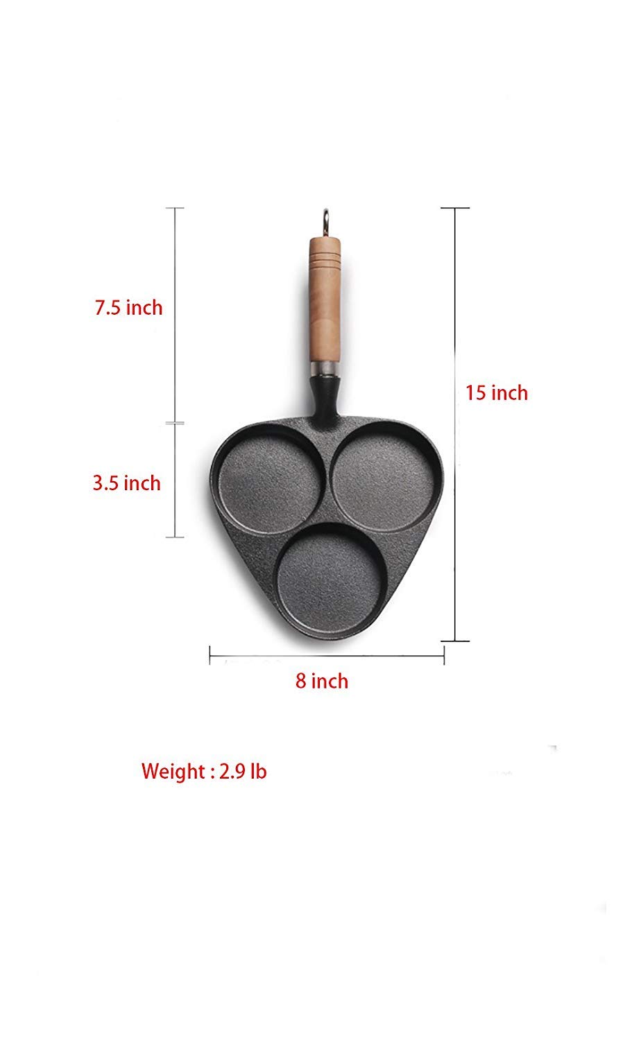 Omelet Pans 3-Cup Egg Frying Pan, Cast Iron Egg Cooker Pan