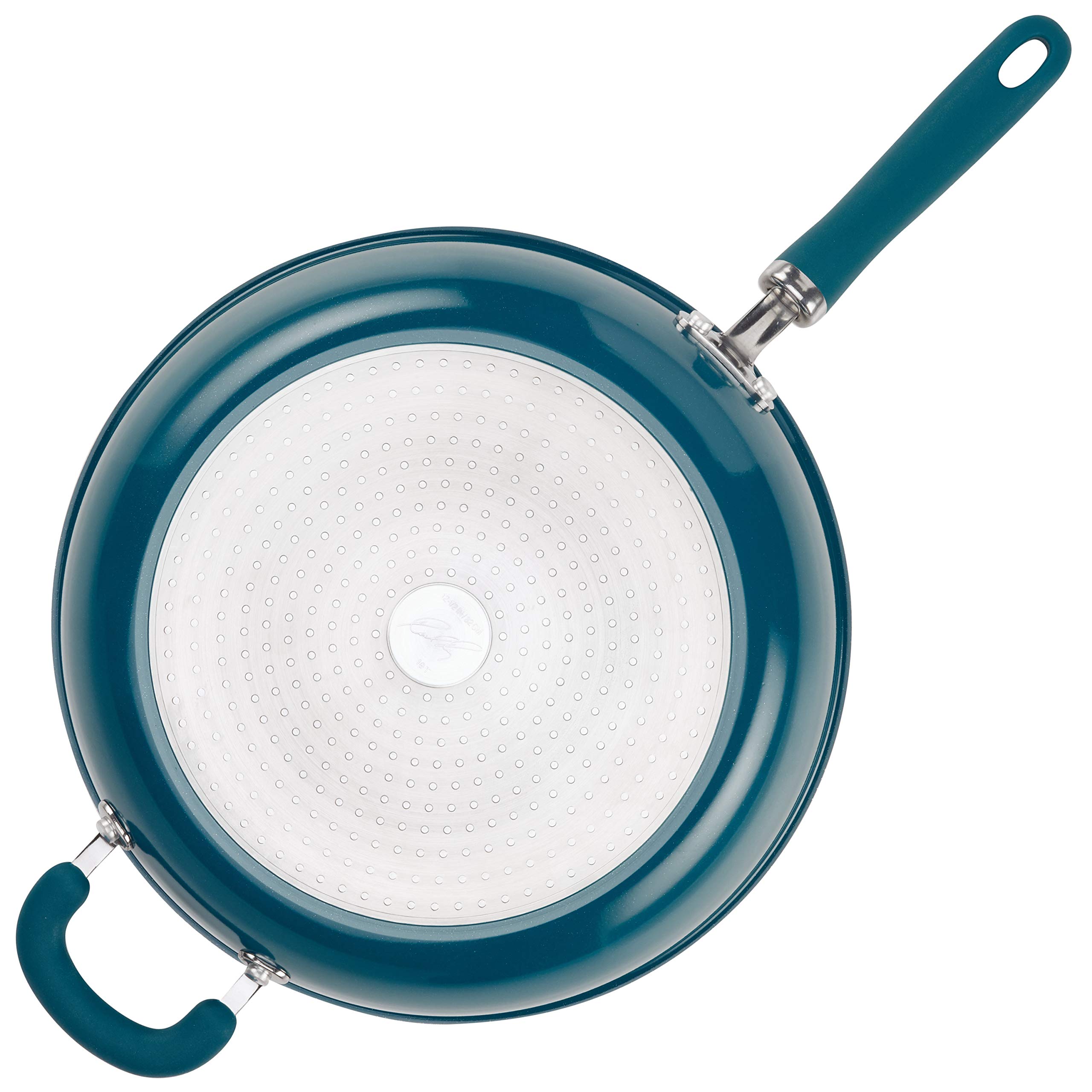 Rachael Ray Create Delicious Skillet with Helper Handle, 14.5-Inch Nonstick Frying Pan, Teal Shimmer