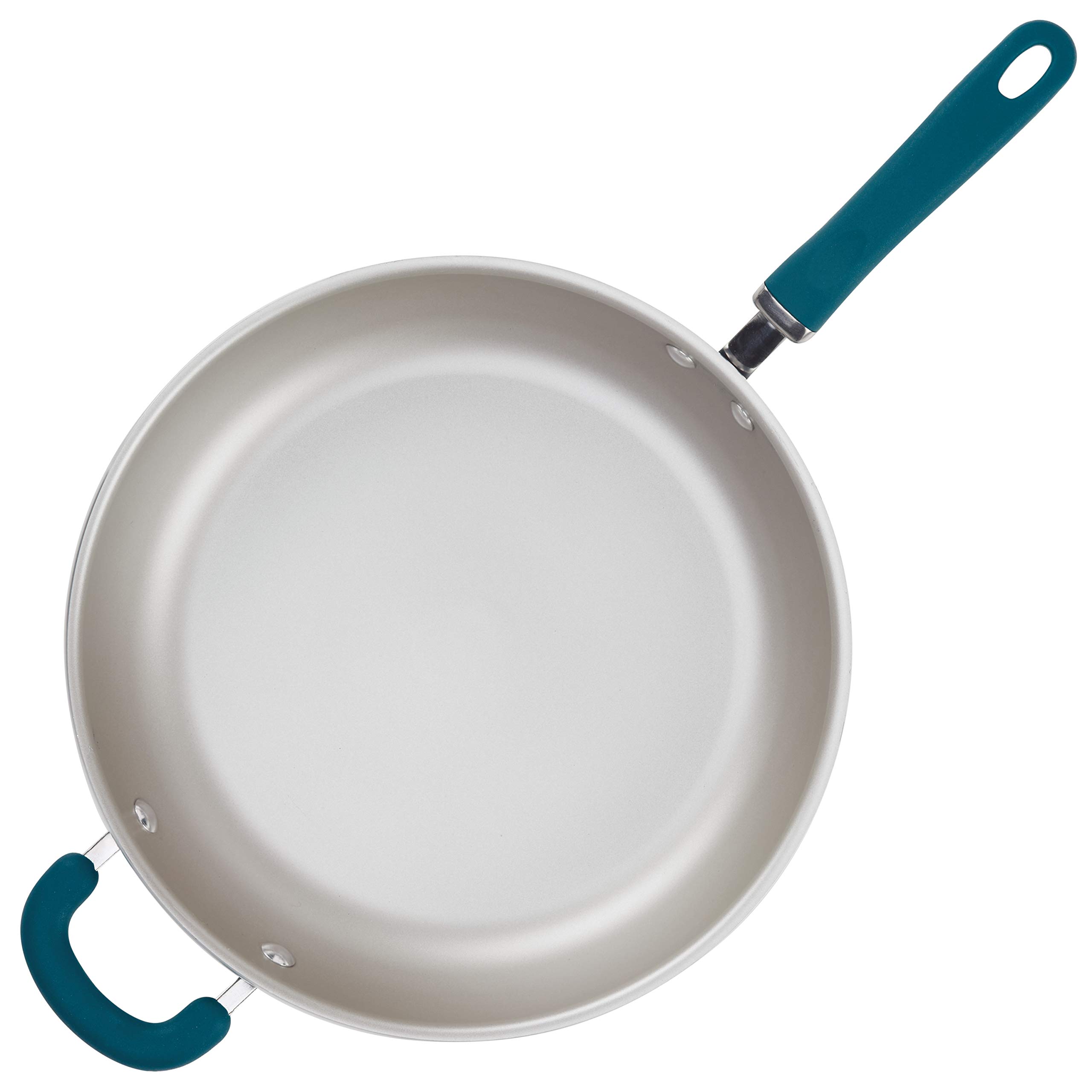 Rachael Ray Create Delicious Skillet with Helper Handle, 14.5-Inch Nonstick Frying Pan, Teal Shimmer