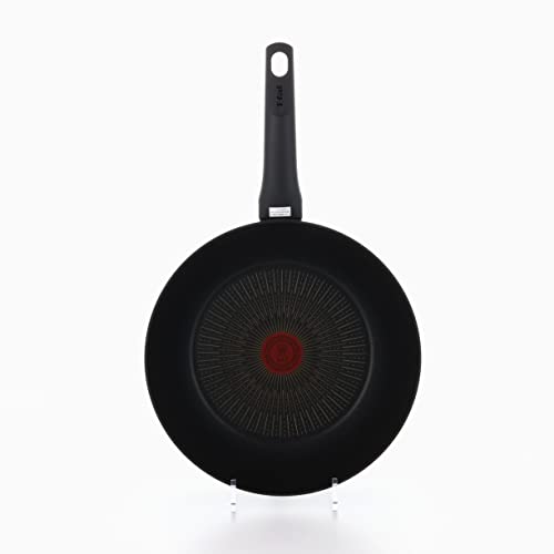 T-fal G26519 Frying Pan, 11.0 inches (28 cm), Deep Type, Wok, IH Compatible with Gas Stoves, Induction Hard Titanium Unlimited Wok Pan, Non-Stick, Black