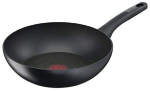 t-fal g26519 frying pan, 11.0 inches (28 cm), deep type, wok, ih compatible with gas stoves, induction hard titanium unlimited wok pan, non-stick, black