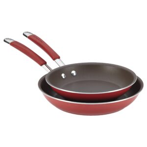 rachael ray cucina nonstick frying pan set / fry pan set / skillet set - 9.25 and 11 inch, cranberry red