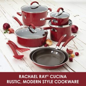 Rachael Ray Cucina Nonstick Frying Pan Set / Fry Pan Set / Skillet Set - 9.25 and 11 Inch, Cranberry Red