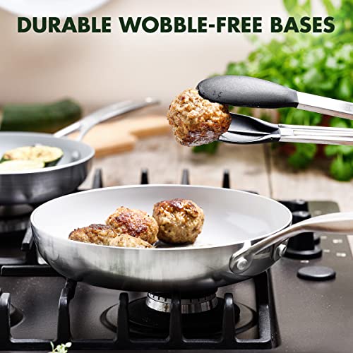 GreenPan Venice Pro Tri-Ply Stainless Steel Healthy Ceramic Nonstick, 8" 9.5" & 11" 3 Piece Frying Pan Skillet Set, PFAS-Free, Multi Clad, Induction, Dishwasher Safe, Oven & Broiler Safe