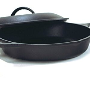 Lodge Seasoned Cast Iron Skillet with Cast Iron Lid (12 Inch) - Cast Iron Frying Pan With Lid Set.