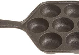 Norpro Cast Iron Stuffed Pancake Pan, Munk/Aebleskiver, 2" / 5cm diameter, Black