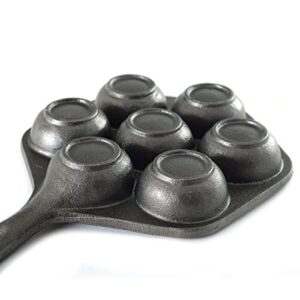 Norpro Cast Iron Stuffed Pancake Pan, Munk/Aebleskiver, 2" / 5cm diameter, Black
