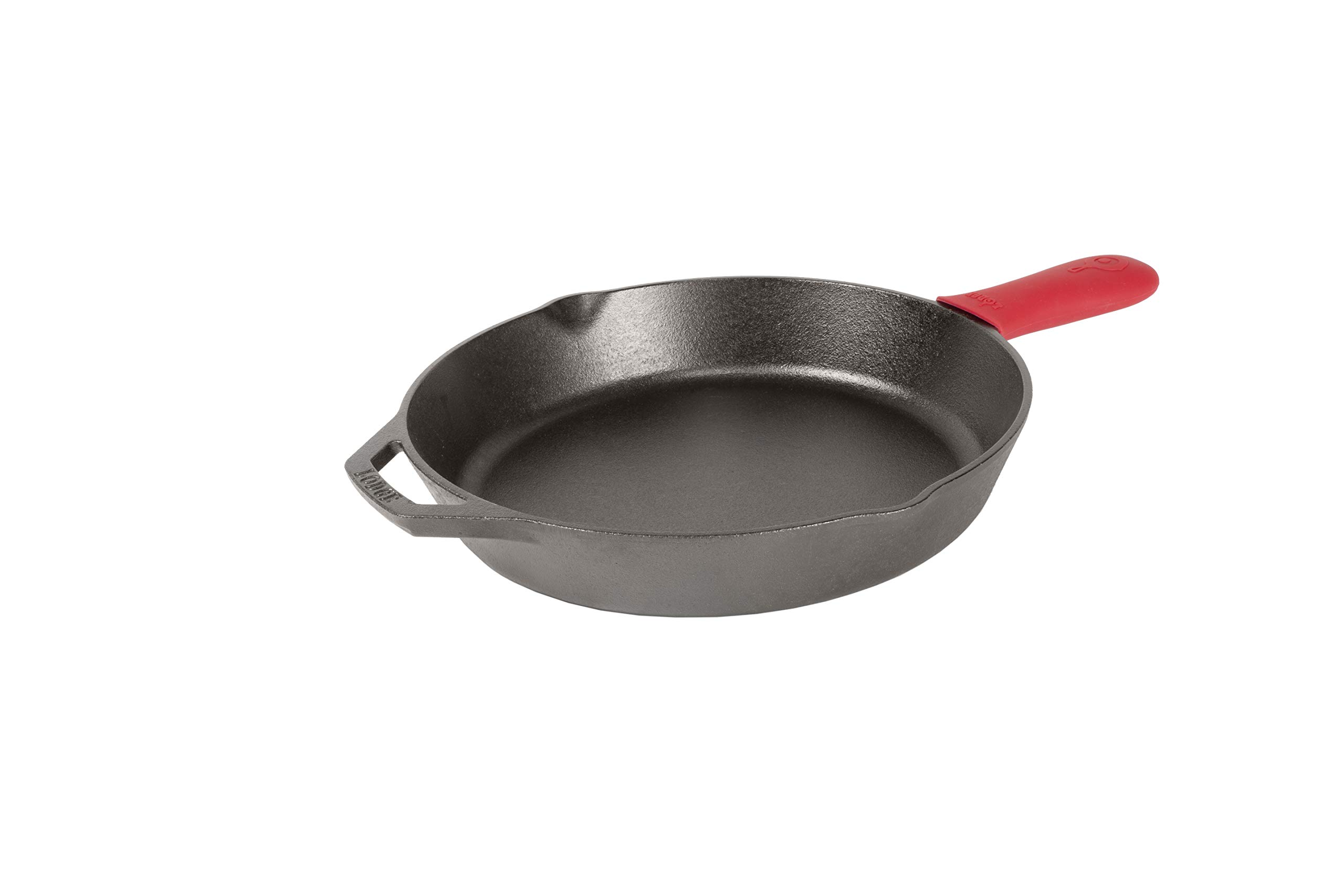 Lodge Pre-Seasoned Cast Iron Skillet with Assist Handle Holder, 12", Red Silicone & Tempered Glass Lid (12 Inch) – Fits 12 Inch Cast Iron Skillets and 7 Quart Dutch Ovens