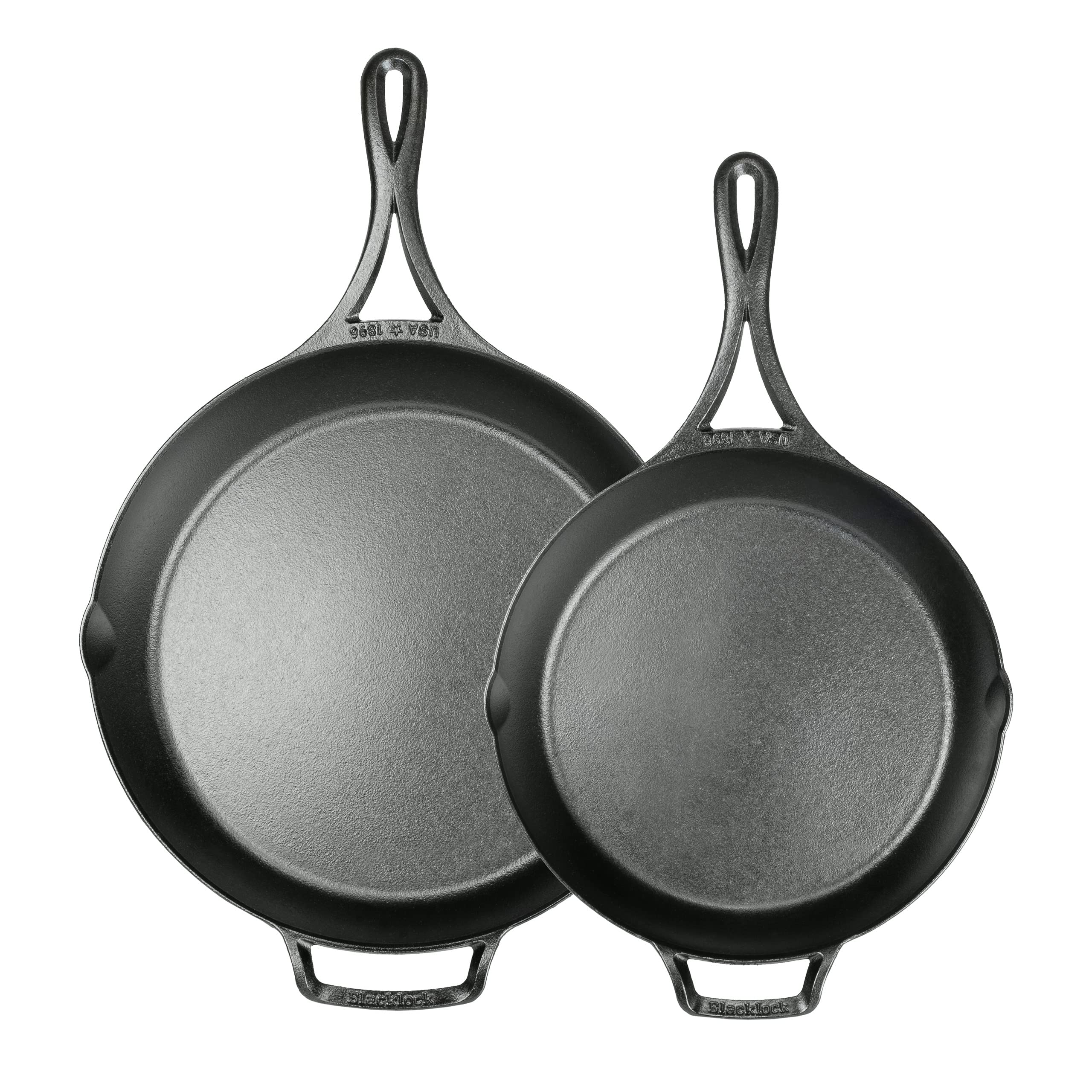 Lodge Blacklock Cast Iron Skillet Set - 10.25" & 12" Skillets - Preseasoned Cast Iron Skillet Pans - Easy Cleanup - Lightweight Design - Cast Iron Cookware - Premium Cast Iron Skillets