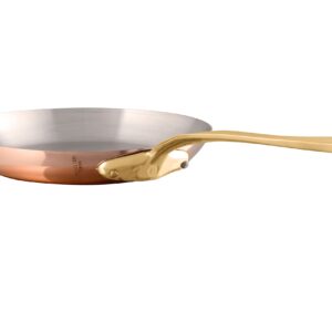 Mauviel M'200 B 2mm Polished Copper & Stainless Steel 2-Piece Frying Pan Set With Brass Handles, Made In France