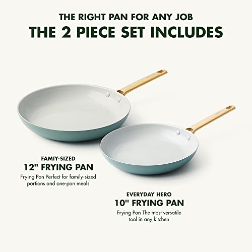 GreenPan Reserve Hard Anodized Healthy Ceramic Nonstick, 10" and 12" Frying Pan Skillet Set, Smokey Blue