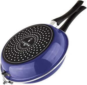magefesa blue frittata pan. double layer non-stick frying pan, vitrified steel, compatible with all types of fire, including induction, dishwasher safe, ergonomic handle (9,4”) (blue)