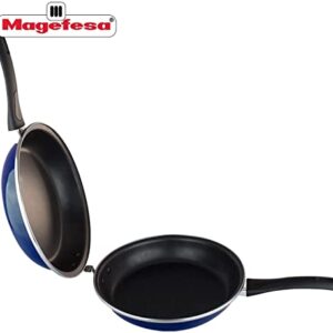 MAGEFESA Blue Frittata Pan. Double layer non-stick frying pan, vitrified steel, compatible with all types of fire, including induction, Dishwasher safe, Ergonomic handle (9,4”) (BLUE)