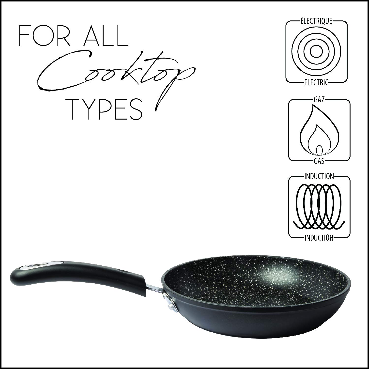 Millvado 11" Nonstick Frying Pan: Large Skillet With Heavy Duty Non Stick Coating - Black Silicone Handle - Induction Compatible Frypans