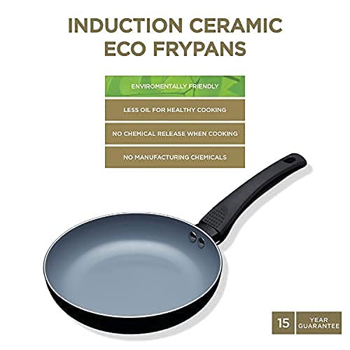 MasterClass MCFPCER20 Eco Induction Frying Pan with Healthier Ceramic Chemical Free Non Stick, Small, Aluminium/Iron, Black/Blue, 20 cm