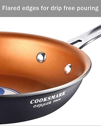 COOKSMARK Copper Pan 12-Inch Nonstick Induction Frying Pan with Lid and Cool-Touch Handle, Copper Ceramic Skillet, Saute Pan, Dishwasher Safe Oven Safe