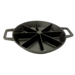 bayou classic 10-in cast iron wedge cornbread skillet features side loop handles for easy transport bakes 8 wedges of cornbread