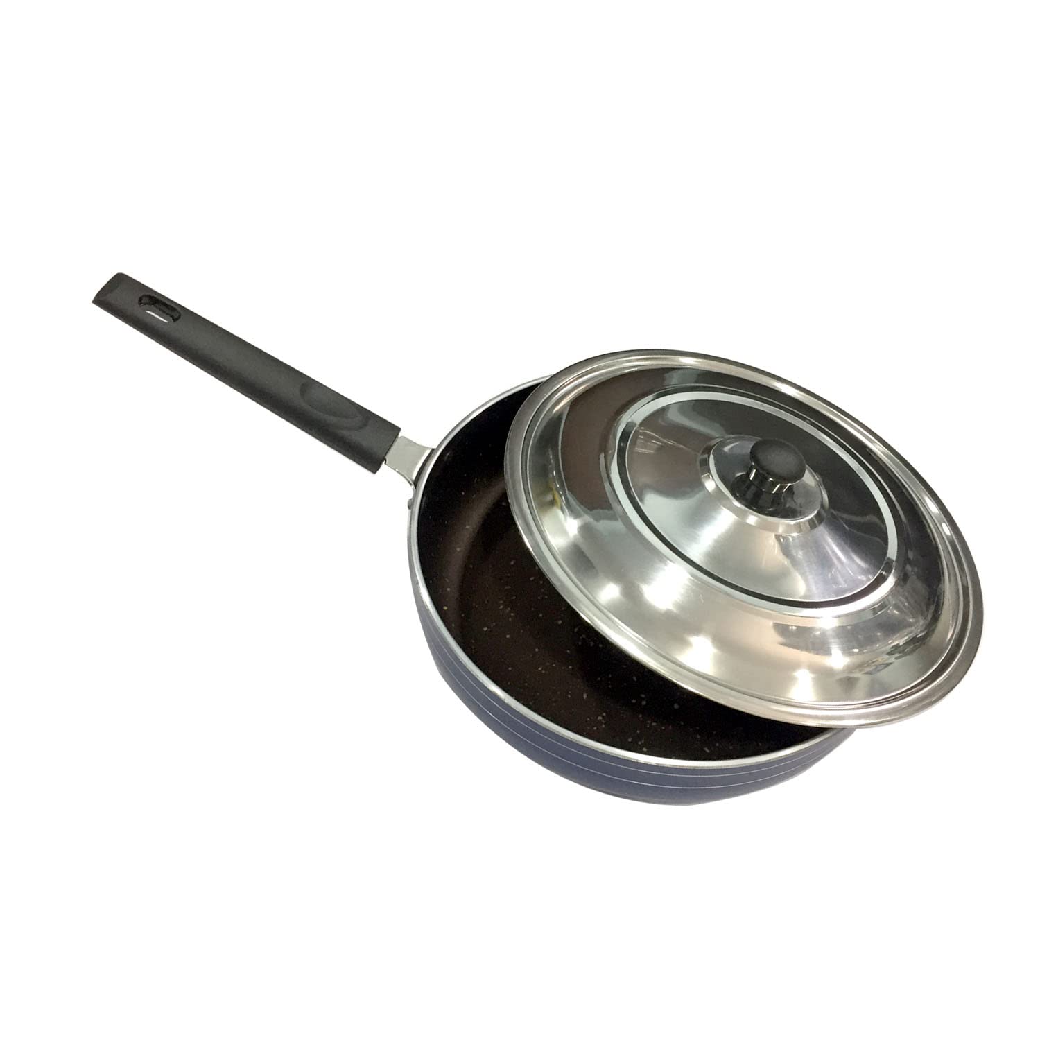 Nonstick Frying Pan Aluminum Cookware Deep Fry Pan with Steel Lid Cooking Pan Frying Skillet (260 MM)