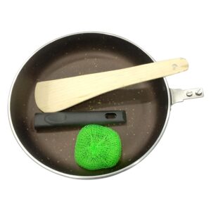 Nonstick Frying Pan Aluminum Cookware Deep Fry Pan with Steel Lid Cooking Pan Frying Skillet (260 MM)