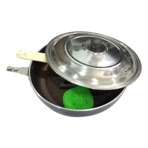 Nonstick Frying Pan Aluminum Cookware Deep Fry Pan with Steel Lid Cooking Pan Frying Skillet (260 MM)