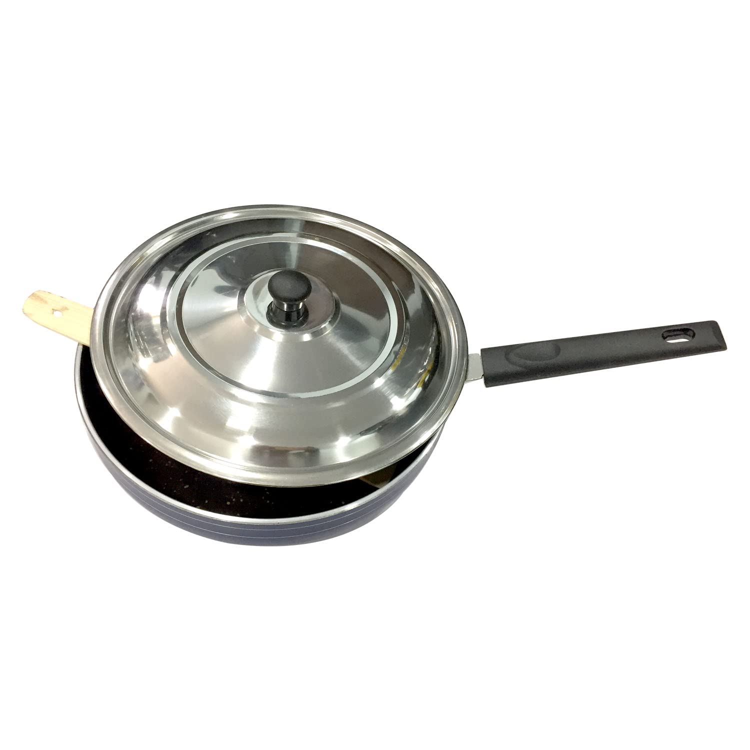 Nonstick Frying Pan Aluminum Cookware Deep Fry Pan with Steel Lid Cooking Pan Frying Skillet (260 MM)