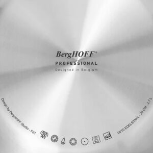 Berghoff Professional Tri-ply 18/10 Stainless Steel Frying Pan 8" Ergonomic Shaped Long Handle Induction Cooktop Fast & Even Heat Oven Safe