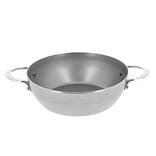 de Buyer MINERAL B Carbon Steel Country Fry Pan with Two Handles - 9.5” - Ideal for Sauteing, Simmering, Deep Frying & Stir Frying - Naturally Nonstick - Made in France