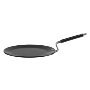 Vinod Hard Anodized Tawa - 30cm (5.25 mm Thickness) with Triple Riveted and Virgin Bakelite Handle (Induction and Gas Stove Friendly), ISI Certified - Black