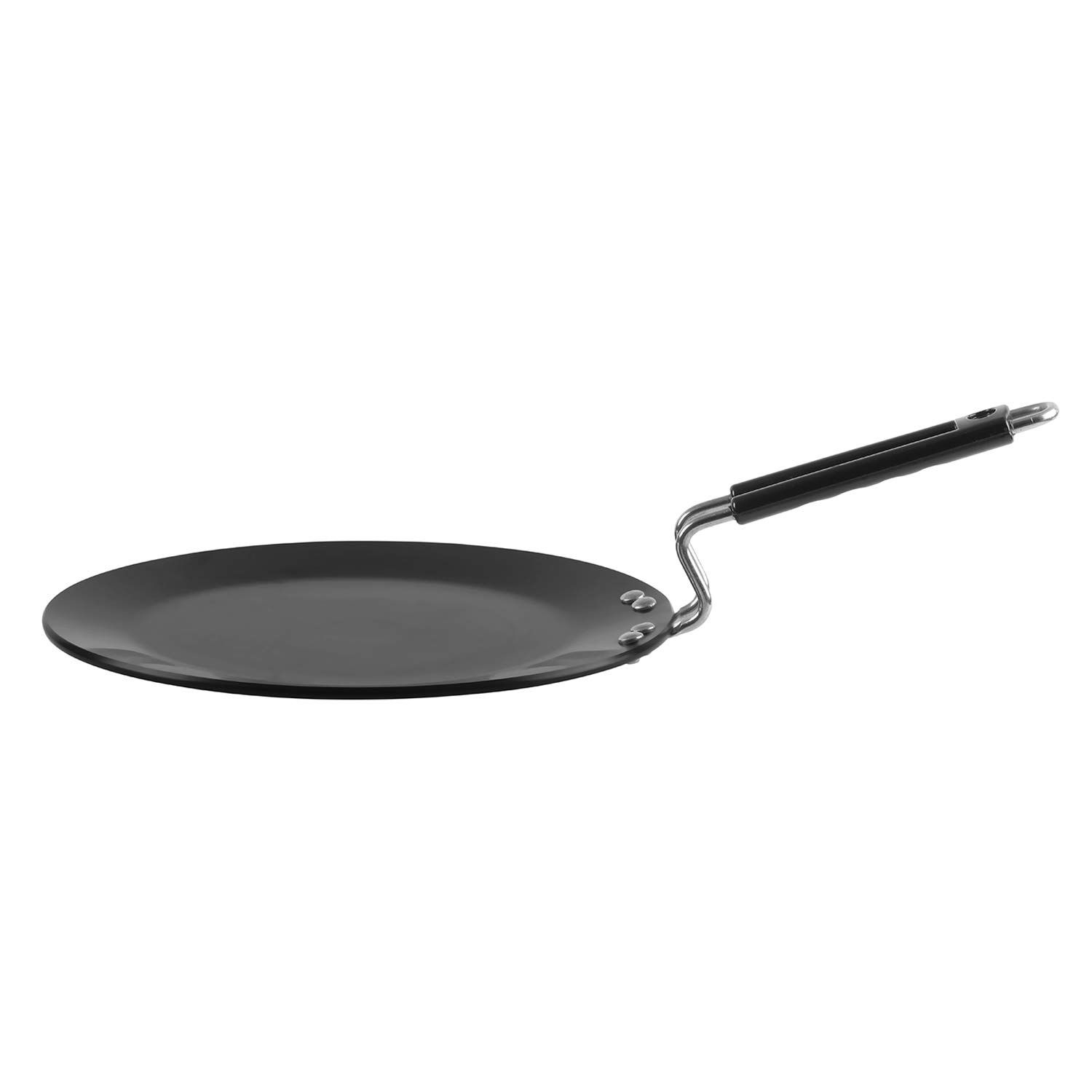 Vinod Hard Anodized Tawa - 30cm (5.25 mm Thickness) with Triple Riveted and Virgin Bakelite Handle (Induction and Gas Stove Friendly), ISI Certified - Black