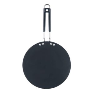 Vinod Hard Anodized Tawa - 30cm (5.25 mm Thickness) with Triple Riveted and Virgin Bakelite Handle (Induction and Gas Stove Friendly), ISI Certified - Black