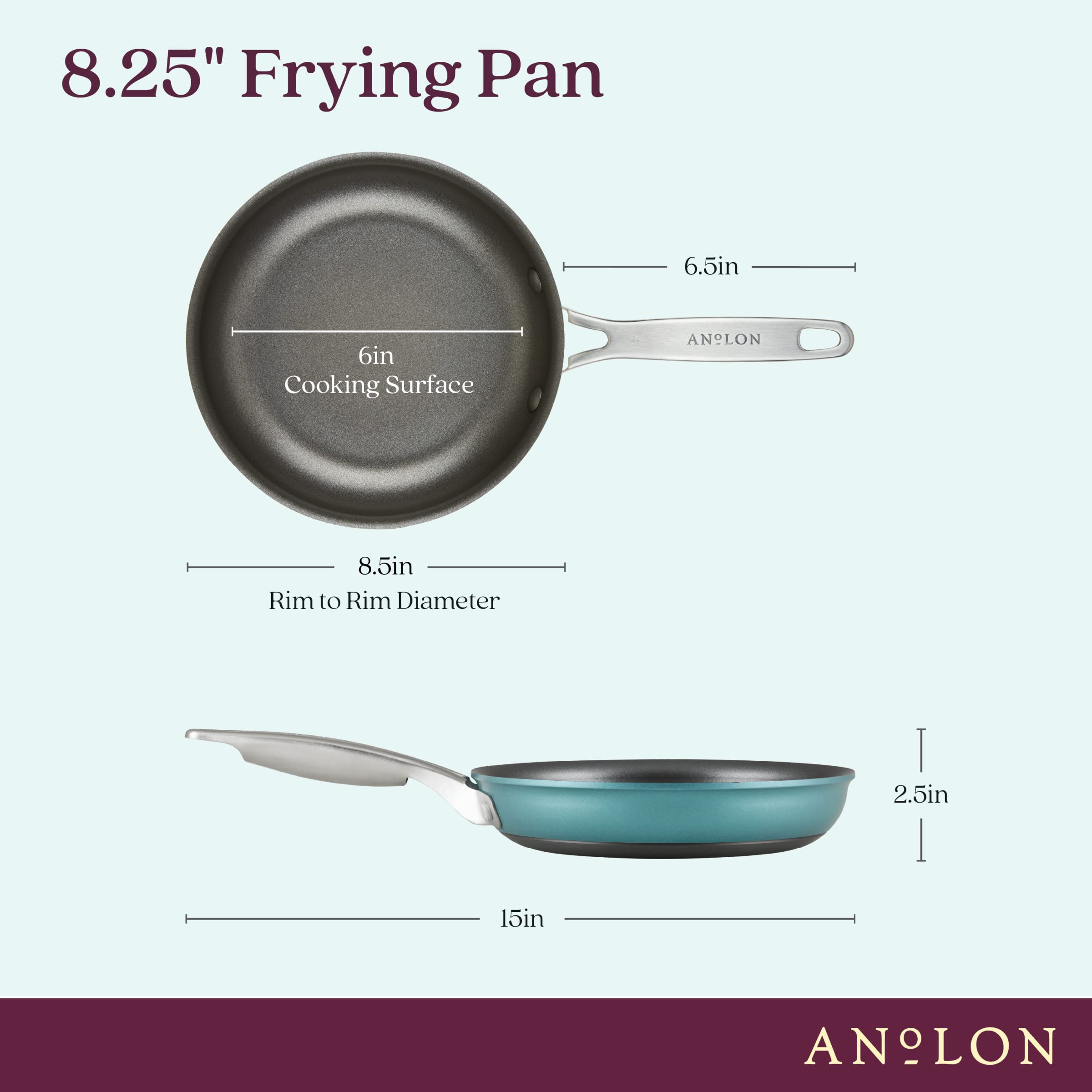 Anolon Achieve Hard Anodized Nonstick Frying Pan/Skillet, 8.25 Inch, Teal