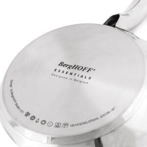 Berghoff Belly Shape 18/10 Stainless Steel 8inches Fry Pan, Fast, Evenly Heat, Induction Cooktop Ready