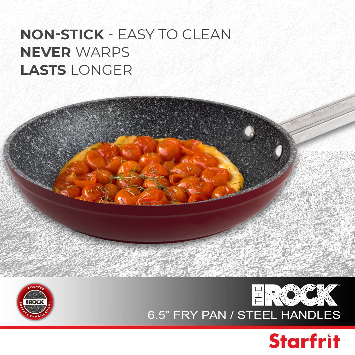 Starfrit The Rock 6.5" Fry Pan w/SS Handle, Red 030242-006-0000